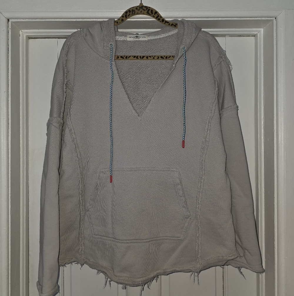 NATURAL LIFE Grey Oversized Long Sleeve Hoodie V Neck L/XL - Picture 5 of 11